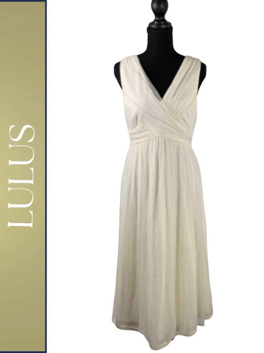 Lulus Cream Chiffon Draped Maxi Dress Women's Fully Lined Wedding Spring